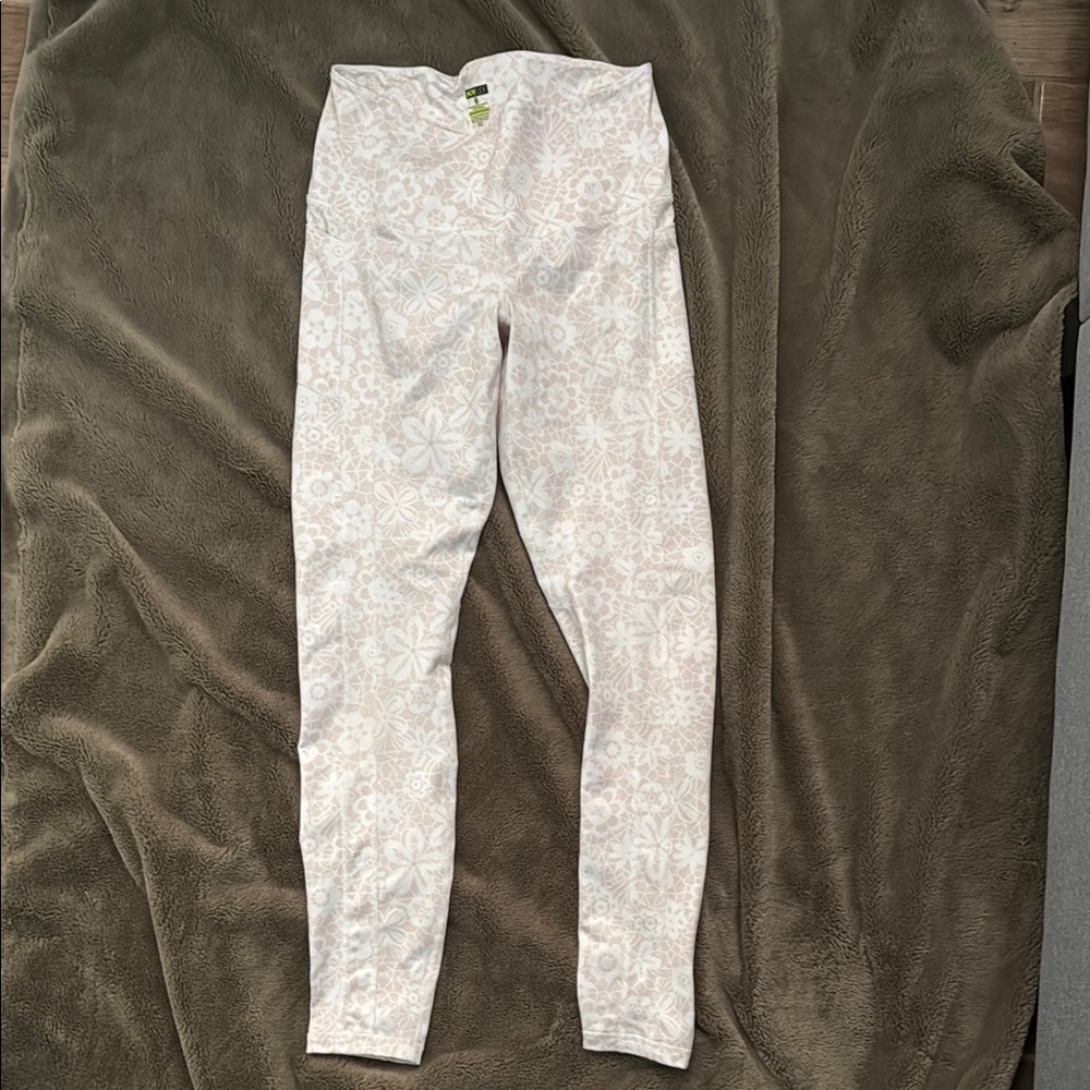 POPFLEX Floral Patterned Leggings - Cream